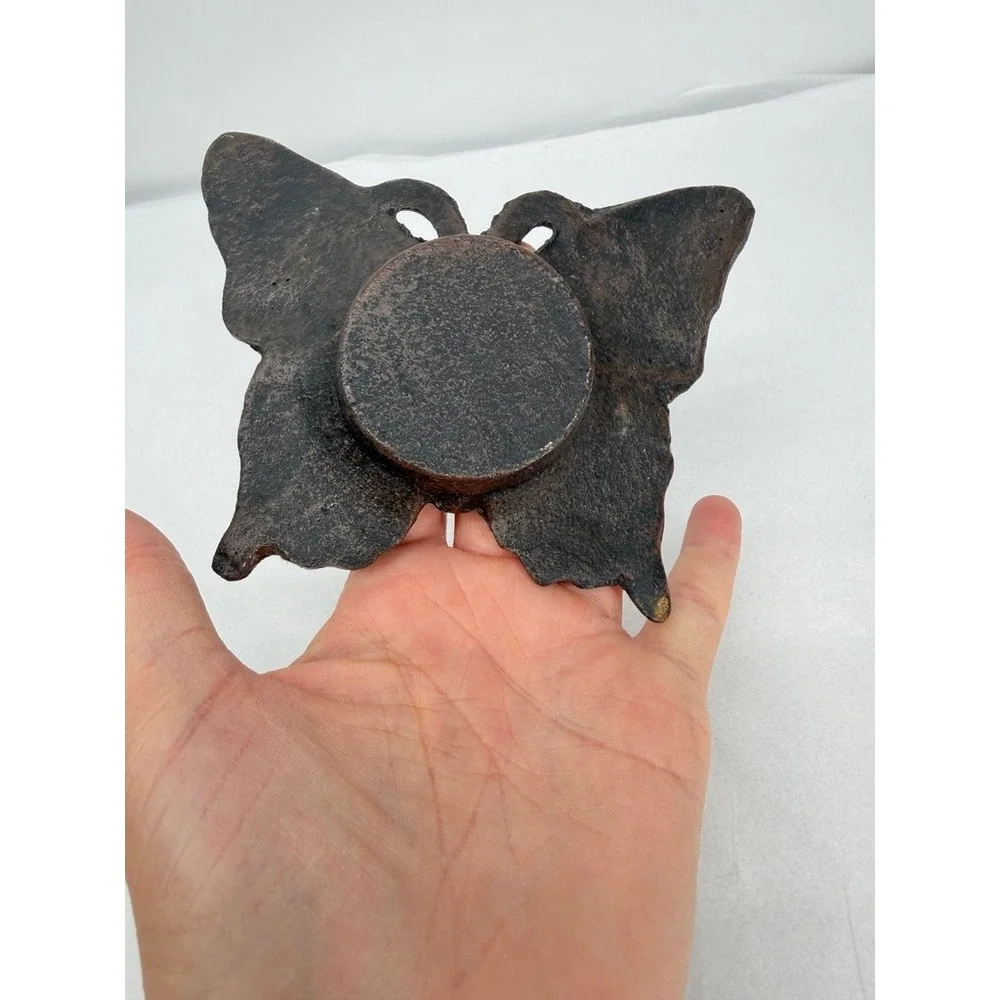 Cast Iron Butterfly Shaped Votive Candle Holder Rustic Primitive Nature Decor